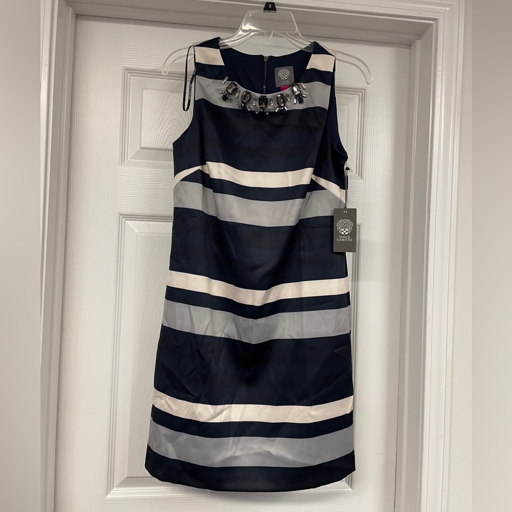 NWT Navy and White Striped Sheath Dress